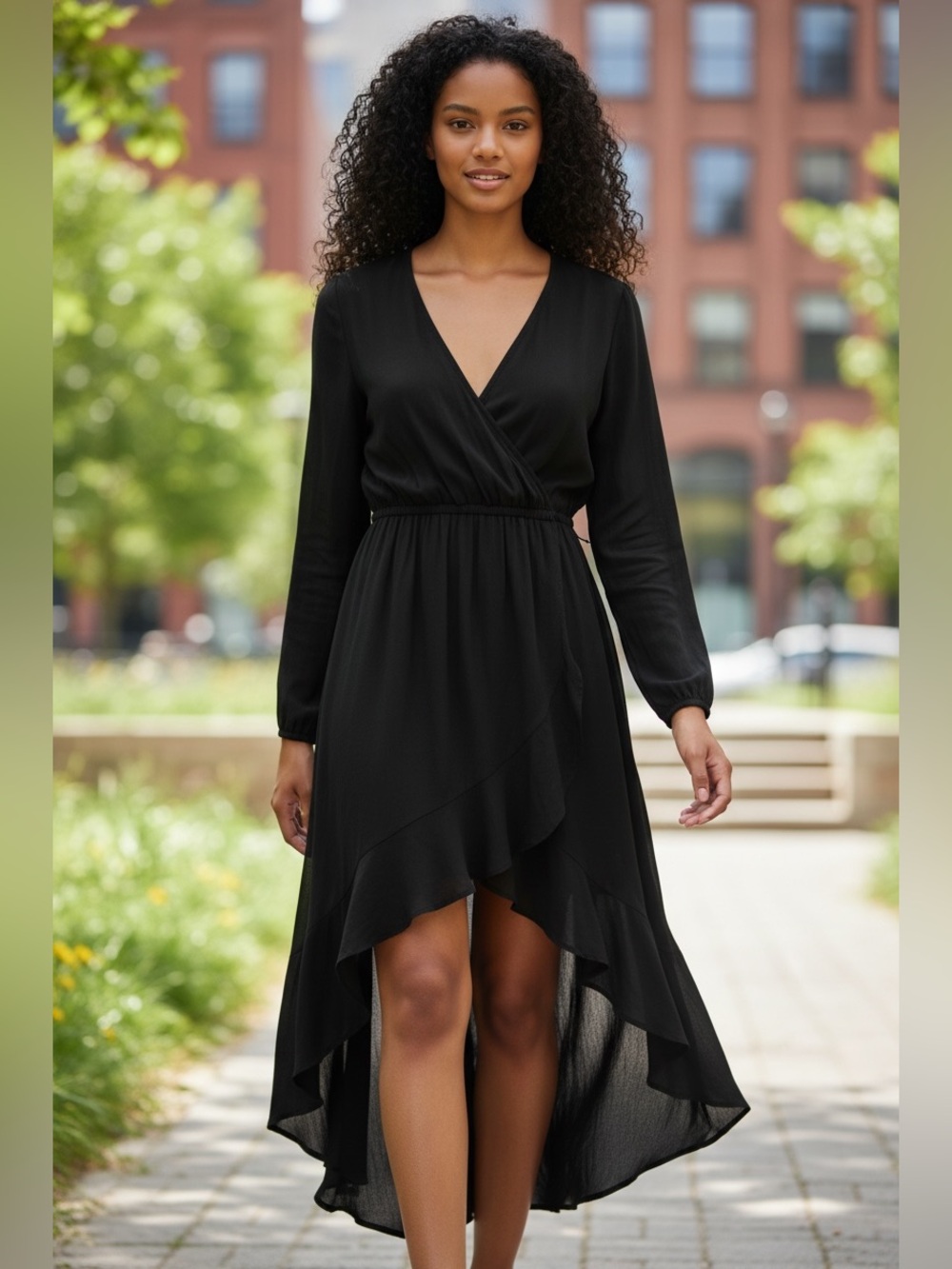 KorMei NWT Black Wrap High-Low Dress - Women